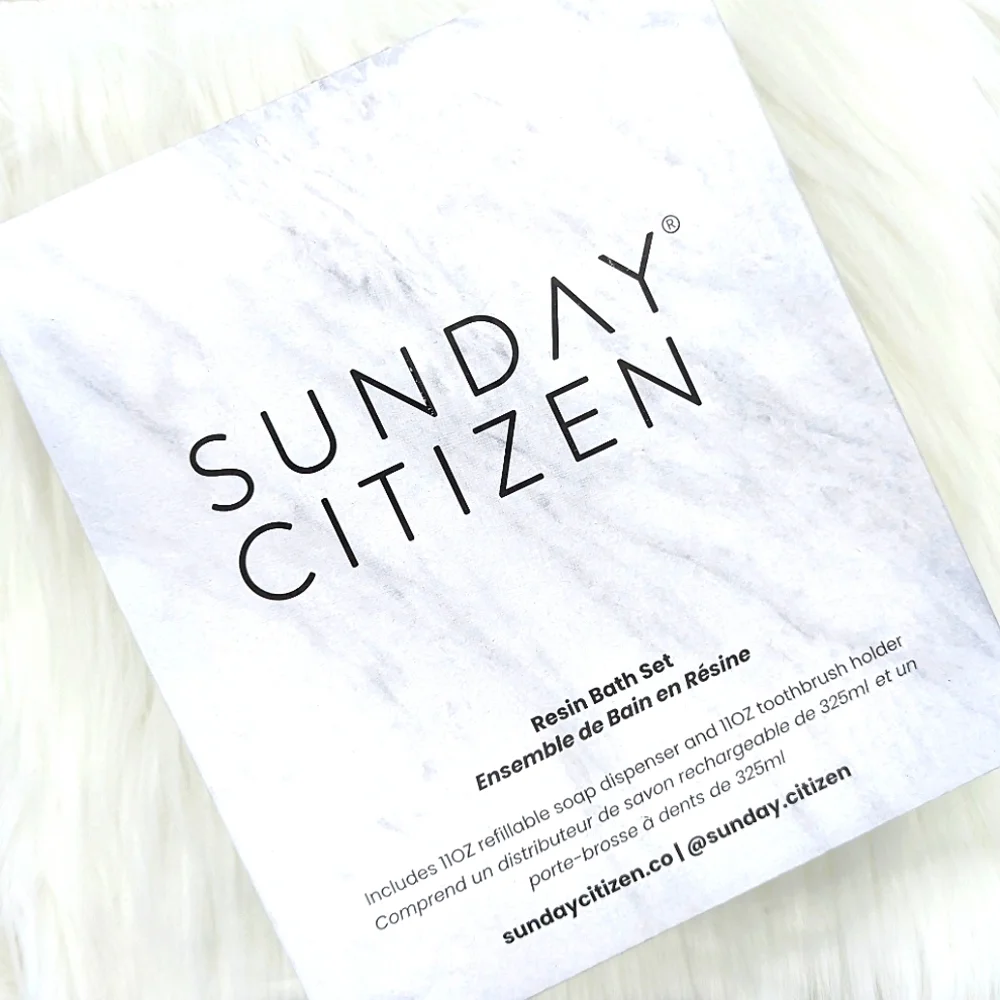 🔴 SUNDAY CITIZEN Resin Bath Set - Marbled - Soap Dispenser & Toothbrush Holder